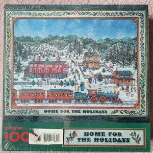 Springbok Jigsaw Puzzle 1000 pcs HOME FOR THE HOLIDAYS Christmas Train Town Snow